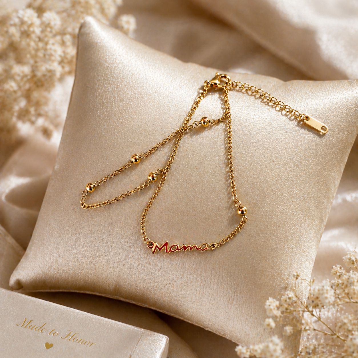 Mama Moon™ MAMA Stacked Ball Chain Bracelet