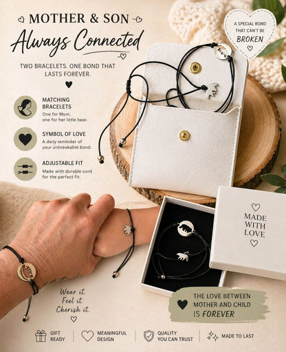Mama Moon™ Mama Bear & Cub Bracelet Set