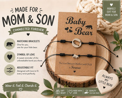 Mama Moon™ Mama Bear & Cub Bracelet Set