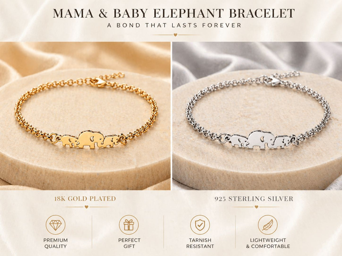 Mama Moon™ Elephant Herd Pendant Bracelet