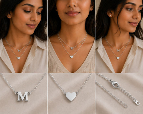 Mama Moon™ The M Collection – Layered Heart Initial Necklace