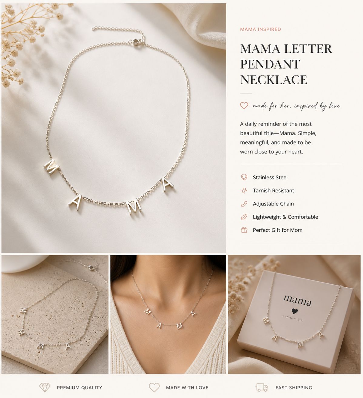 Mama Moon™ MAMA Pendant Necklace